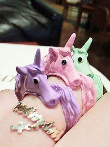 2015 Candy Colors Lovely Adjustable Enamel Horse Party Ring Aneis Unicorn Cavalo Finger Rings For Women Ladies Christmas Gift