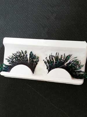 Women's Fashion Creative Beauty Makeup Cosmetic Colorful Feather Flying Peacock Fake Eyelash For Daily Party