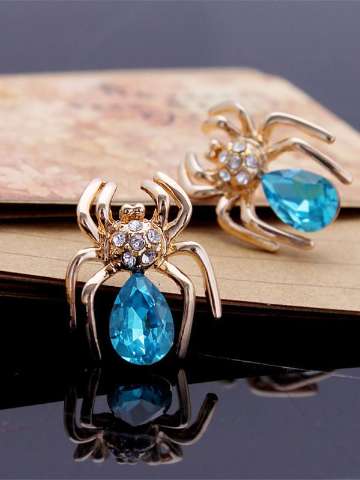Promotion Korean Luxury 18KG Plated 8Colors Sparking Austria Crystal Zircon Spider Stud Earrings