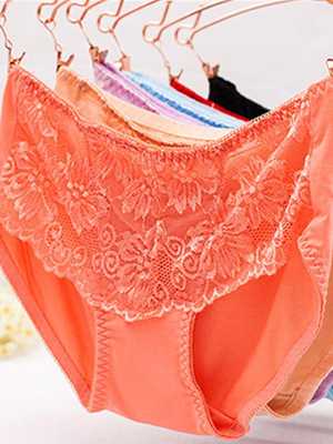 Women Sexy Front Lace Triangle Middle Waist Hip Up Underwear Bottom Pants