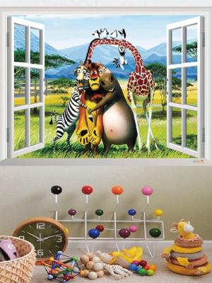 Madagascar Cartoon Creative 3D Wall Stickers Room Decoration Living Room Nursery Wall Decals