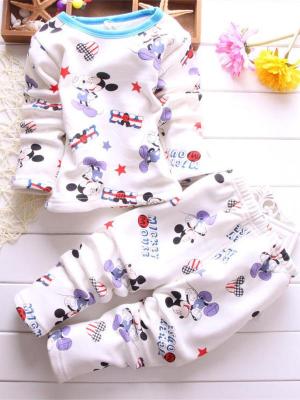 Baby Early Winter New Fashion Children Clothing Set Cartoon Cotton Clothes Sets Suits Micky Mouse Kids Long Sleeve Pullover Pant Suit 2PCS