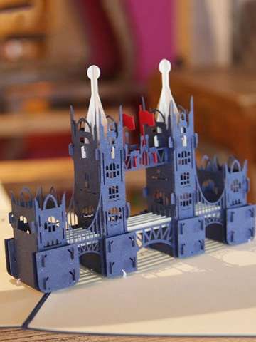 Chinese Paper Cutting London Tower Bridge Creative 3D Greeting Cards Handmade Paper-cut Folding Card Postcards