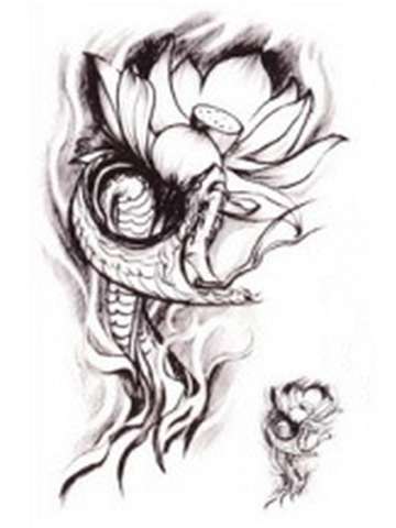 Fashion Black Lotus Snake Waterproof Tattoo Stickers  Decals Temporary Tattoo