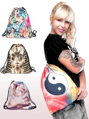 2015 Unisex Arcuate Shoulder Strap Harajuku Drawstring Backpack Printing Softback Casual backpacks