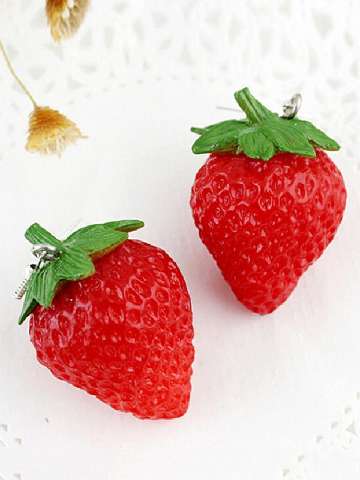 Fashion Design Cute Vivid Red Strawberry Drop Earrings for Women Wholesale Costume Jewelry