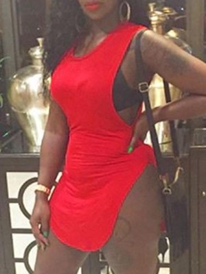 Fashion Women's Sleeveless Shirt Dress Casual Side Split Blouse Dress