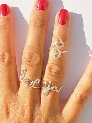 2015 NEW 1 Set of 3pcs Silver Love You Heart Charm Knuckle Midi Wire Finger Toe Rings Hot _ RP