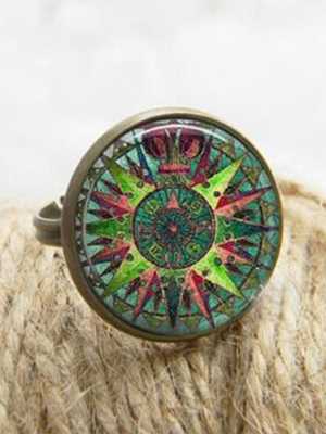 Women's Fashion Geometry Retro Style Colorful Rings