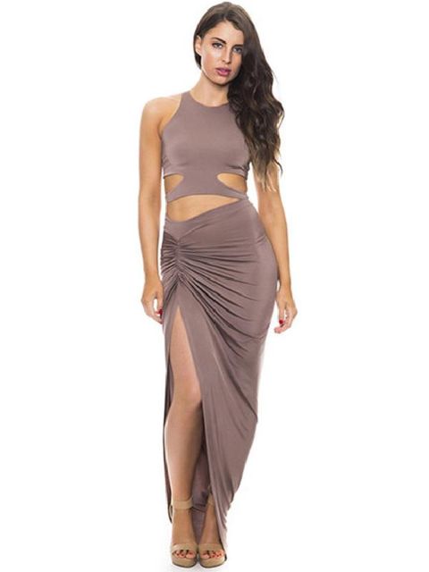 Women Night club New Fashion Sexy Hollow out Fork Skirt Long Evening Dress Suit Set