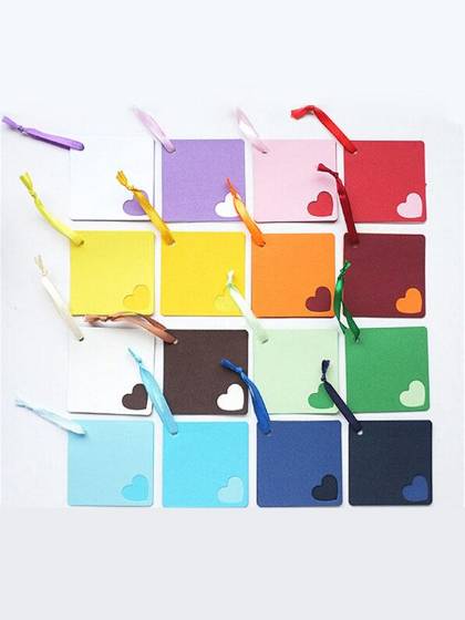 10PCS Creative Heart Hollow Out Square Paper Card Tags Creative Bookmarks Bookends