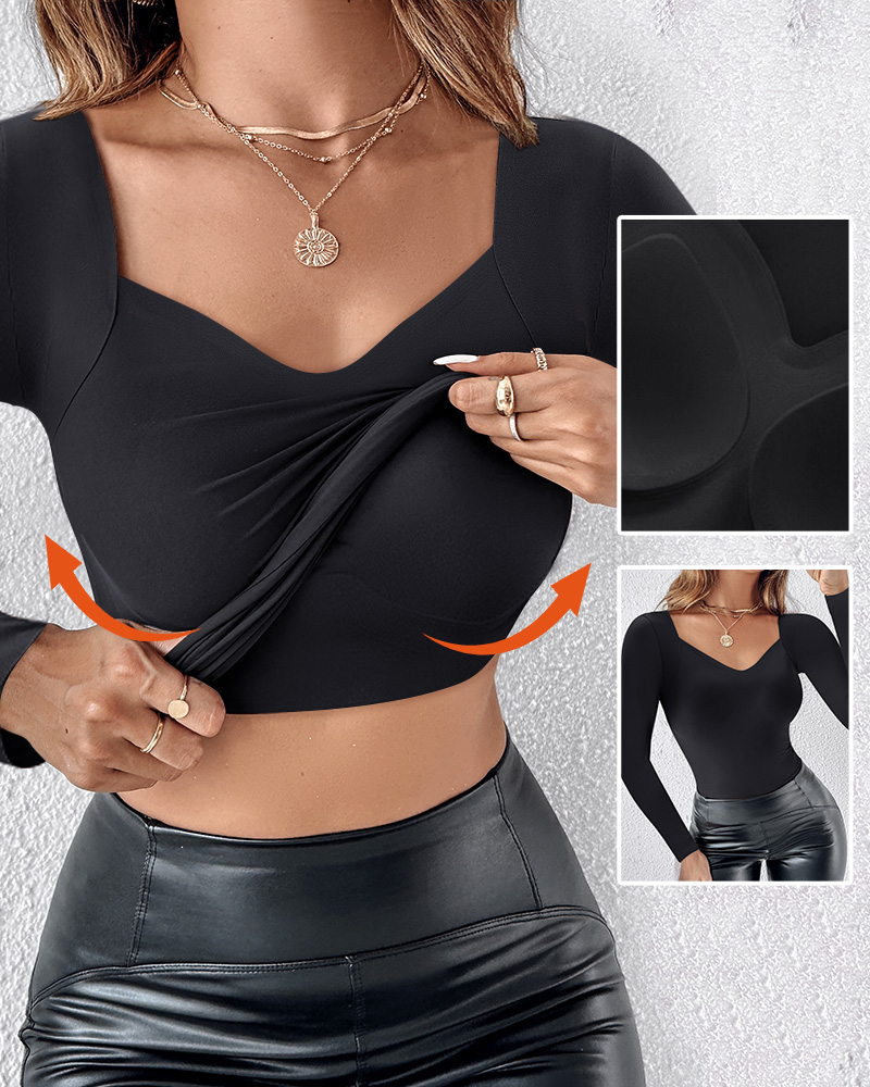 ChicMe ContourX V Neck Shapewear Seamless Tank High Strechy Long Sleeve Slim Fit Tops