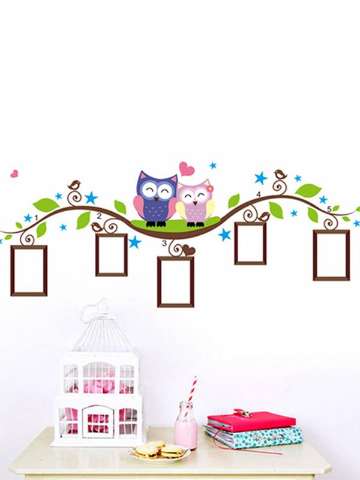 100*40CM Waterproof Owl Wall Art Stickers Home Decor Family Picture Photo Frame Fashion Family Decoration