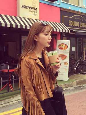 2015 Basic Jackets Punk Tassel Patchwork Short Womens Winter Jackets Suede Motorcycle Outerwear