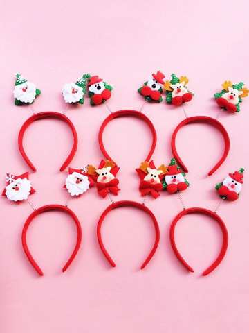 Christmas Celebrations Xmas Hands Up Santa Claus Snowman Deer Bear Pattern Head Bands Festival Decrorative Props Girls Headwear