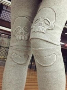Autumn Fashion Elasticity Cotton Skull Pants Trousers Leggings