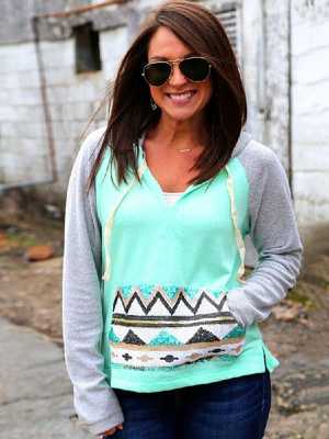 Autumn Fashion Women's Crochet Coat Hoodies Print Tops Pullovers With Hat(S/M/L/XL)