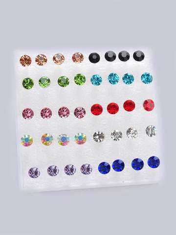 1 Box 20 Pairs Mixed Color / Clear Crystal Ear Studs Earrings 4mm 5mm Brand New Hot Selling