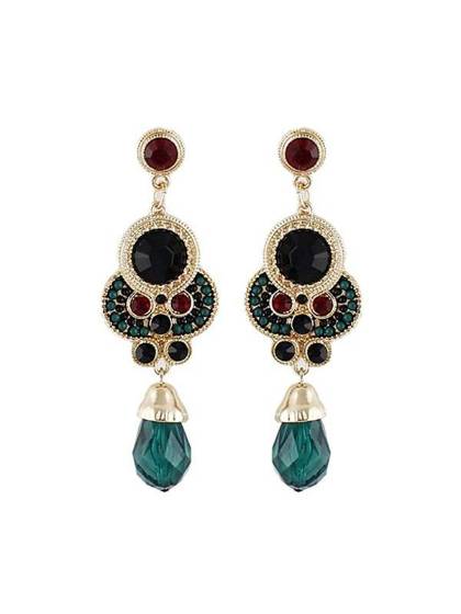 New Vintage Imitation Gemstone And Beads Dangle Earrings For Women Jewelry