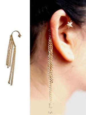 New Simple Punk Chain Tassels Star Ear Clip Ear Drops  Earrings