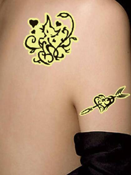 Unisex Fashion Cat Butterfly Heart Noctilucous Waterproof Tattoo Stickers  Decals Temporary Tattoo