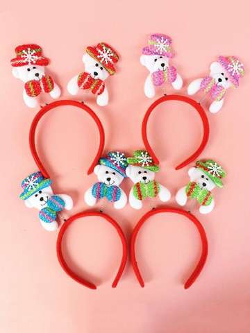 Christmas Celebrations Xmas Bear Pattern Head Bands Festival Decrorative Props Girls Headwear(4 colors, random delivery)