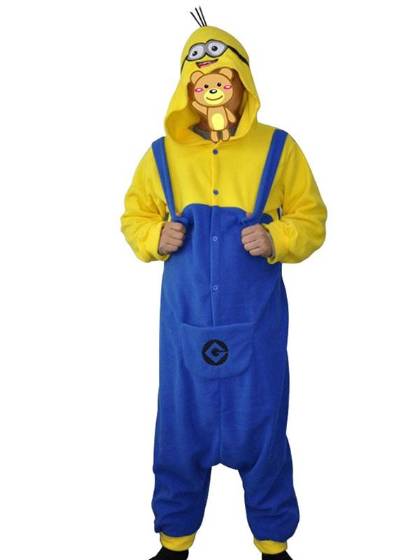 Women's Fashion Adult Big Smile Minion Kigurumi Sleepsuit Pajamas Costumes Cosplay Cute  Style 4 Size Optional