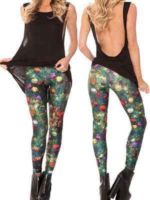 New Fashion Black Milk Christmas Tree Print Slim Hips Up Leggings Fitness Leggings For Women