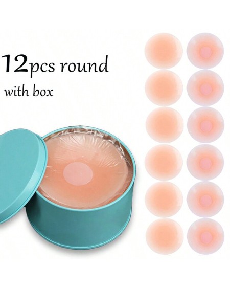 6Pairs/12PCS With Box, Nude Feeling, Silicone Breast Lift Tape, Anti-slip, Strapless And Reusable Women Breast Invisibility Cover, Silicone Nipple Cover