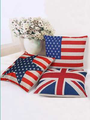 Personality Fashion Stars and Stripes Flag Printed Cotton Automotive Sofa Pillow Cushion Case