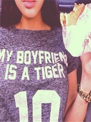 Hot Fashion Number 10 Print T-shirt Round Neck Short Sleeve Casual Leisure T-shirt Tops