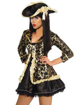 Sexy Luxurious Victorian Pirates Women Adult Halloween Costume Dress + Outfit Fullset