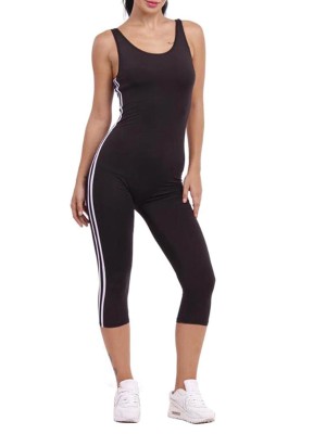 Sexy U-neck Backless Rompers Sleeveless Soild Color High Wais Jumpsuit