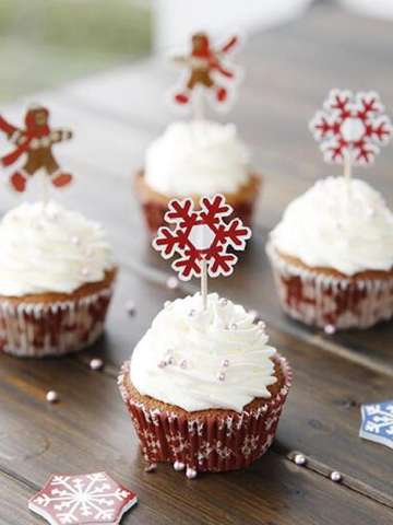 Christmas Gift Snowflake Ice Cream Shape Cake Cups Toothpick Inserted Card