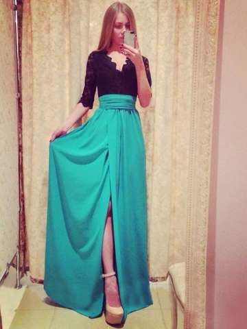 Sexy Women V Neck Lace Prom Ball Cocktail Party Dress Formal Evening Dress