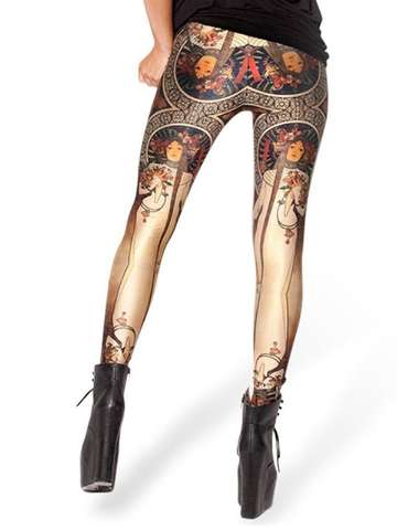 Fashion Celeb Inspired La Trappistine Digital Print Leggings Pants Tights O/S