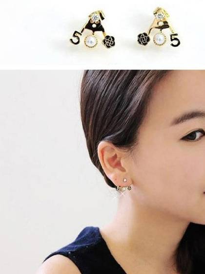 Stud Earring Accessories Sweet Flower Pearl Unique Rose Digital 5 Drip Earrings Female