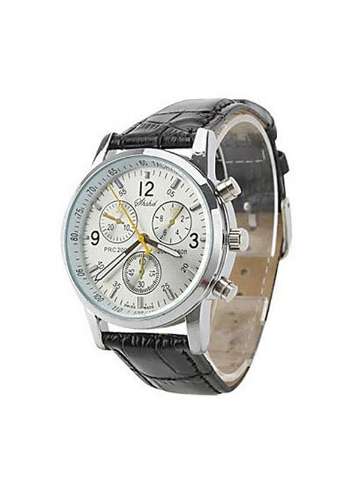 New Unisex Fashion Easy Reader Round Dial Quartz Analog Faux Leather Wrist Watches For Good Present