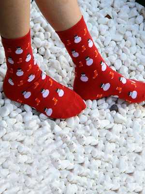 Women's Socks Cute Cartoon Pattern Short Christmas Gift Sock Fashion Winter Wool Cute Socks Warm Socks