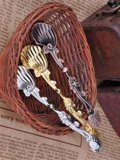 Shell Shaped Royal Luxury Vintage Palace Carved Coffee Tea Mini Ice cream Scoop Spoons