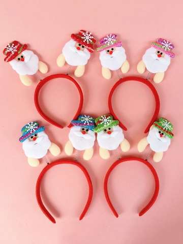 Christmas Celebrations Xmas Santa Claus Pattern Head Bands Festival Decrorative Props Girls Headwear(4 colors, random delivery)
