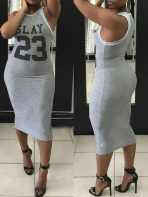 Women's Fashion Letters Print Bodycon Dress Slim Fit Sexy Hip Package Clubwear Dress Casaul Dress