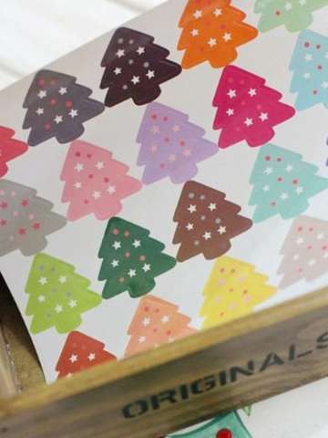 5*20PCS Christmas Tree Decorative Stickers Hand Made Gift Packaging Sealing Paste Kraft Etiquetas Food Labels Candy Tag