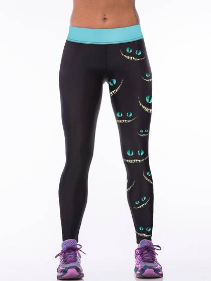 Cute Printing Women's Slim Sports Leggings Black Full Pants Stretchy Tight Pants Tights Leggings