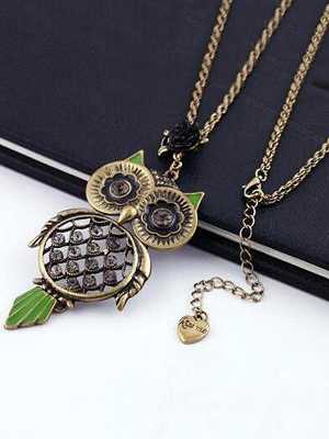 New Fashion Cute Diamond Owl Chain Pendant Necklace Jewelry Accessories
