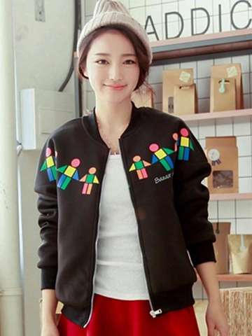 Unisex Plus Size Korean Style Space Cotton With Velvet Thicken Casual Coat Zipper Long Sleeve Baseball Jacket Unifroms