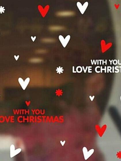 New Year Fashion Diy Window Romantic Wall Decor Sale Love Heart Wall Sticker Winter Shop Showcase Home Decoration