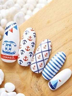 Women's Watermark Wavy Anchor Strip Printed DIY Sticker Nail Art Decals Nails Wraps Nail Tools Manicure
