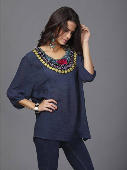 Women's Crewneck Batwing Sleeve Tunic shirt top Embroidery Print Long Sleeve Top T-Shirt
