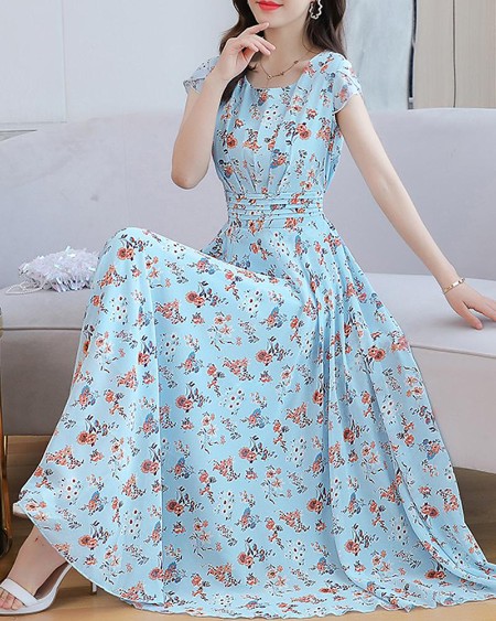 Plus Size Striped Print Colorblock Drawstring Casual Dress